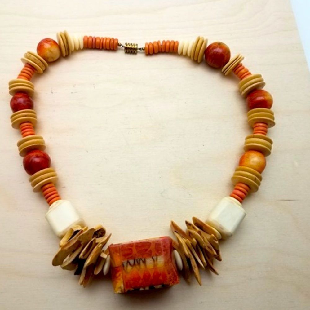 Coral and bone necklace